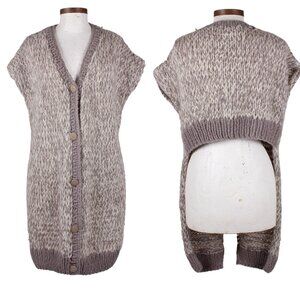 MAISON MARGIELA MM6 Alpaca Wool Uneven Body Cardigan Gray White Size M